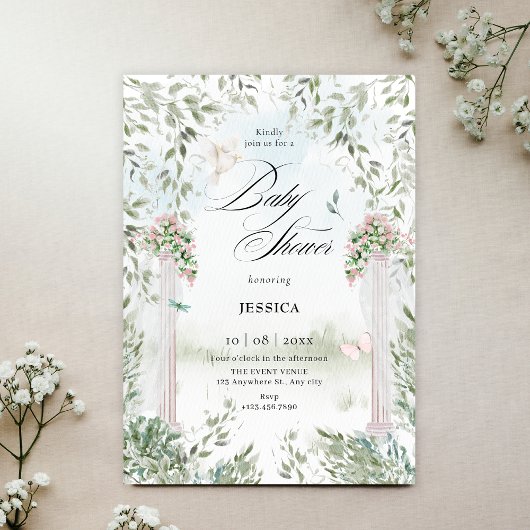 Invitation Baby shower de jardin aquarelle