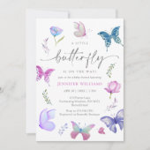 Invitation Baby shower de jardin aux papillons d'aquarelle (Devant)