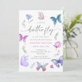 Invitation Baby shower de jardin aux papillons d'aquarelle (Debout devant)