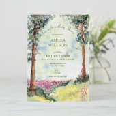 Invitation Baby shower de jardin boisé de forêt (Debout devant)
