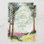 Invitation Baby shower de jardin boisé de forêt (Devant / Derrière)