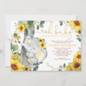 Invitation Baby shower de jardin d'été chic Sunflower Elephan (Devant)