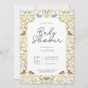 Invitation Baby shower de jardin enchanté de papillon lunaire