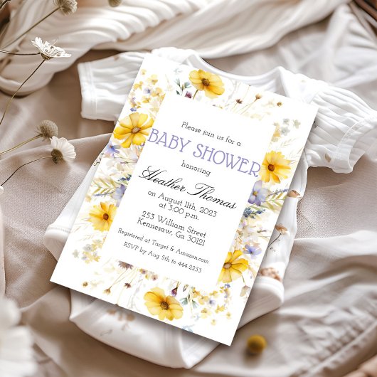 Invitation Baby shower de jardin Fleur sauvage élé
