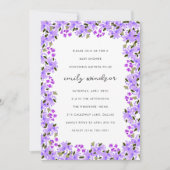 Invitation Baby shower de jardin fleuri à l'aquarelle violett (Devant)