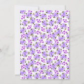 Invitation Baby shower de jardin fleuri à l'aquarelle violett (Dos)