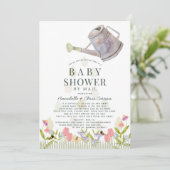 Invitation Baby shower de jardin fleuri Can par courrier (Debout devant)
