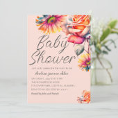 Invitation Baby shower de jardin fleuri chic et moderne (Debout devant)