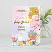 Invitation Baby shower de jardin fleurissant (Debout devant)
