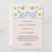 Invitation Baby shower de jardin Floral Blanc bleu Hydrangea (Devant)