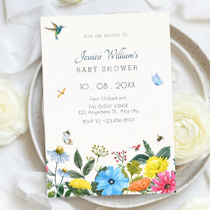 Invitation Baby shower de jardin floral esthétique