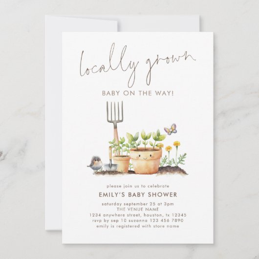 Invitation Baby Shower de Jardin Local (Devant)