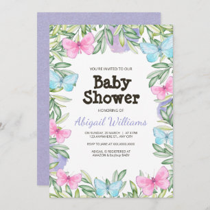 Invitation Baby shower de jardin papillon