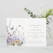 Invitation Baby shower de jardin papillon Lilac Fleur sauvage (Debout devant)