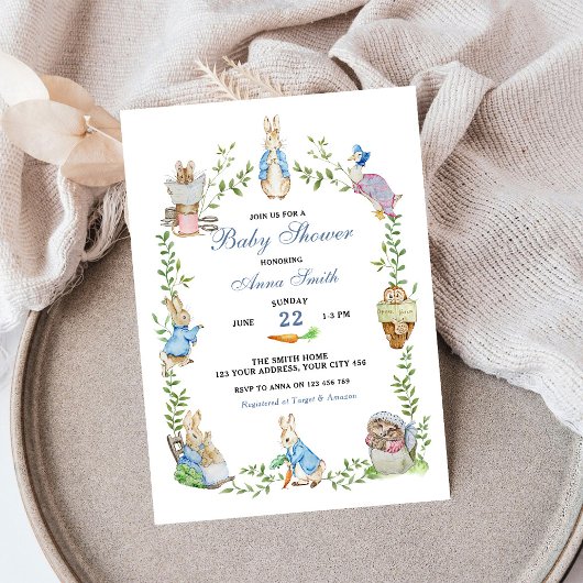 Invitation Baby shower de jardin Peter Rabbit