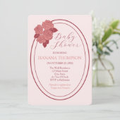 Invitation Baby shower de jardin, Rose (Debout devant)