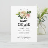 Invitation Baby shower de jardin Rose Vintage (Debout devant)