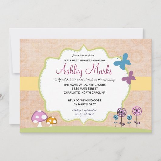 Invitation Baby shower de jardin rustique (Devant)