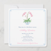 Invitation Baby shower de jarre à orchidée rose bleu Preppy (Devant)