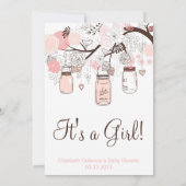 Invitation Baby shower de jarres et tourterelles d (Dos)