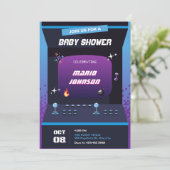 Invitation Baby shower de jeu Pixel (Debout devant)