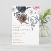 Invitation Baby shower De Jolies Fleurs De Papier Fabriqué À  (Debout devant)