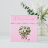 Invitation Baby shower de jouet, de fleurs et de perles (Debout devant)