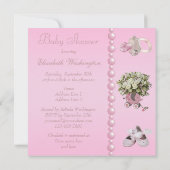 Invitation Baby shower de jouet, de fleurs et de perles (Dos)
