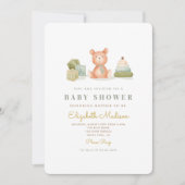 Invitation Baby shower de jouets pour bébé en aquarelle migno (Devant)
