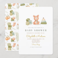 Baby shower de jouets pour bébé en aquarelle migno