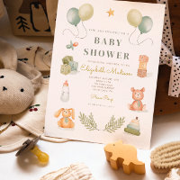 Baby shower de jouets pour bébé en aquarelle migno