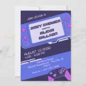 Invitation Baby shower de joueur violet (Devant)