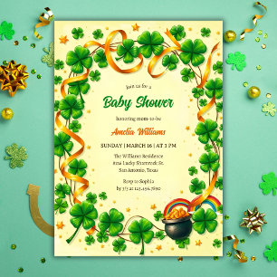 Invitation Baby shower de Jour de la Saint Patrick Shamrock v