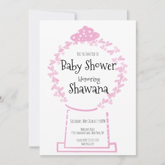 Invitation Baby shower de jour des Valentines roses douces In (Devant)