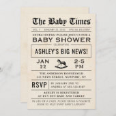Invitation Baby shower de journal (Devant / Derrière)