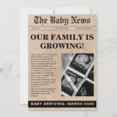 Invitation Baby shower de journal photo unique (Devant)