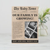 Invitation Baby shower de journal photo unique (Debout devant)