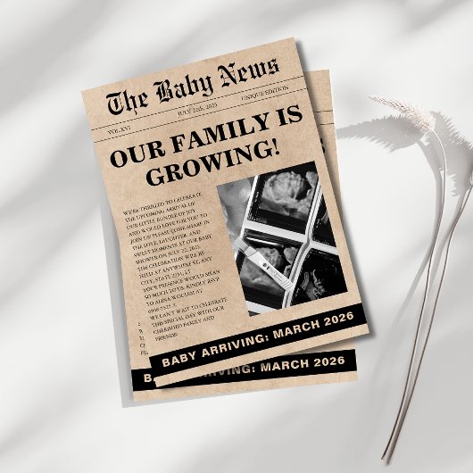 Invitation Baby shower de journal photo unique