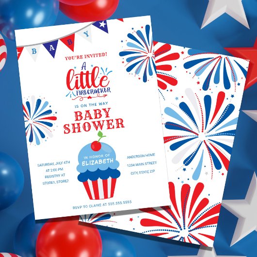 Invitation Baby shower de juillet Patriotic Firecracker