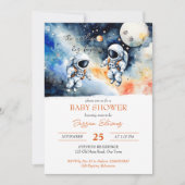 Invitation Baby shower de jumeaux astronautes de l'espace ext (Devant)