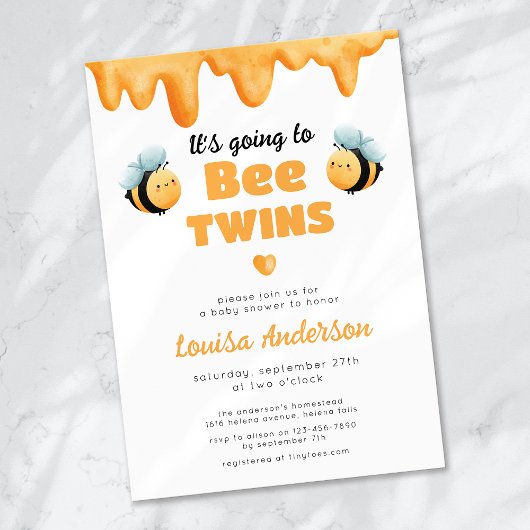 Invitation Baby shower de jumeaux Bee