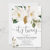 Invitation Baby shower de jumeaux blanc neutre (Devant)