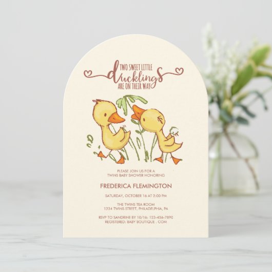 Invitation Baby shower de jumeaux de canot (Debout devant)