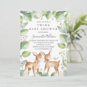 Invitation Baby shower de jumeaux de cerfs de bois neutres se (Debout devant)