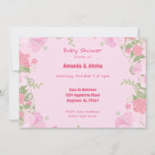 Invitation Baby shower de jumeaux de Flamant rose  (Dos)