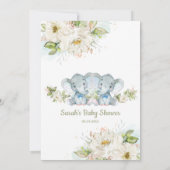 Invitation Baby shower de Jumeaux de verdure Elephant Twin Bo (Dos)