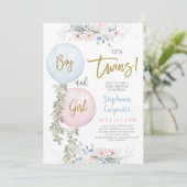 Invitation Baby shower de jumeaux pour garçons et  (Debout devant)
