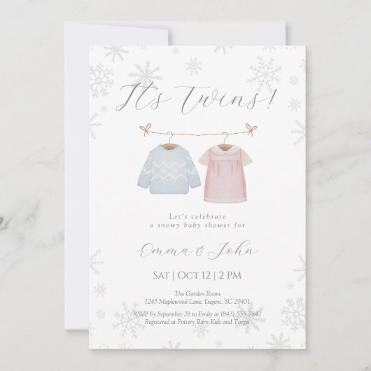 Invitation Baby shower de jumeaux pour garçons et  (Devant)