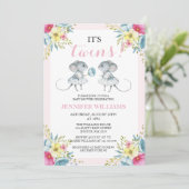Invitation Baby shower de jumeaux rose neutre pour filles et  (Debout devant)