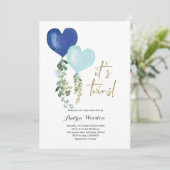 Invitation Baby shower de jumelage de ballons (Debout devant)